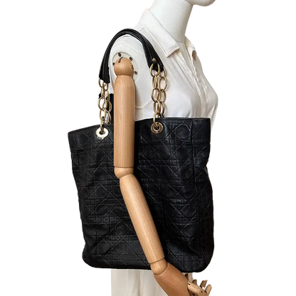 Dior Grand Sac Soft Cannage Lambskin schwarz / sehr gut Dior