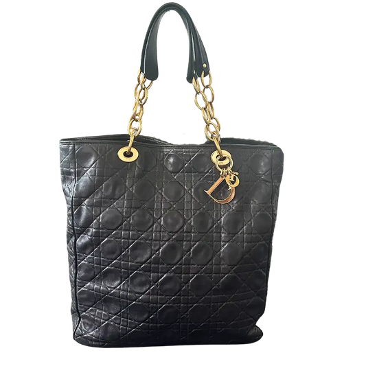 Dior Grand Sac Soft Cannage Lambskin schwarz / sehr gut Dior