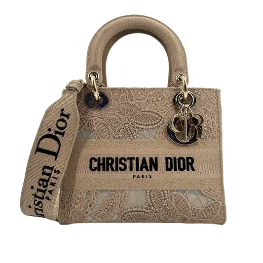 Dior Lady D-Lite Tasche Medium beige / neuwertig Dior