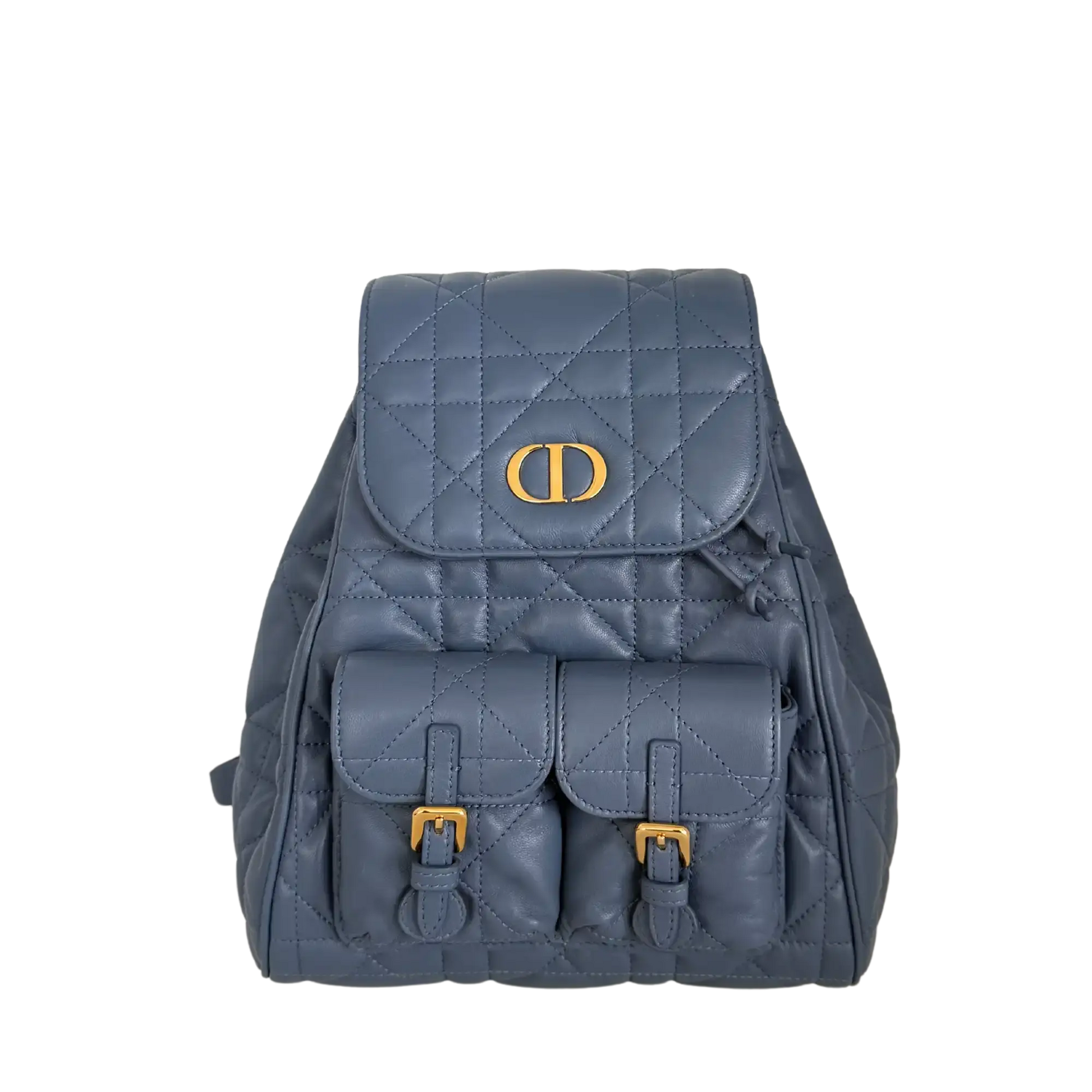 Dior Medium Caro Rucksack Denim blue Macrocannage Lammleder / neuwertig Dior