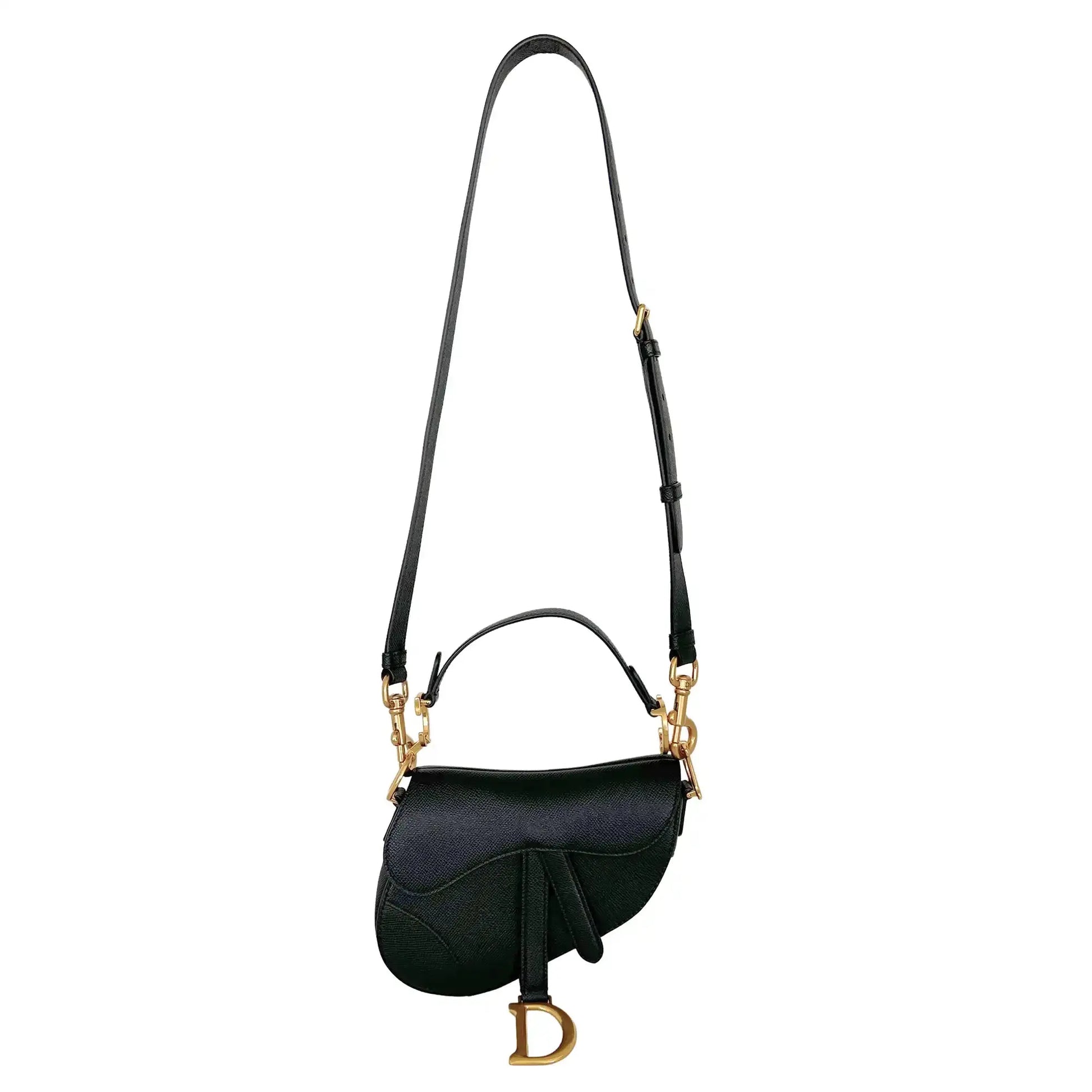 Dior Mini Saddle Bag mit Trageriemen Kalbsleder schwarz 2022 / neuwertig Dior