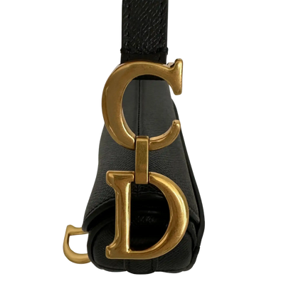 Dior Mini Saddle Bag mit Trageriemen Kalbsleder schwarz 2022 / neuwertig Dior