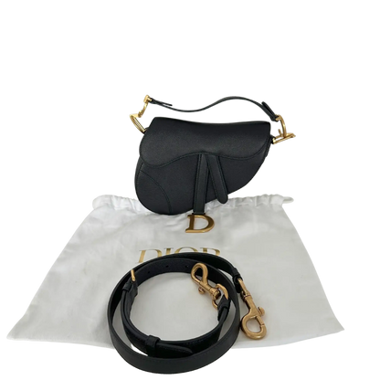 Dior Mini Saddle Bag mit Trageriemen Kalbsleder schwarz 2022 / neuwertig Dior