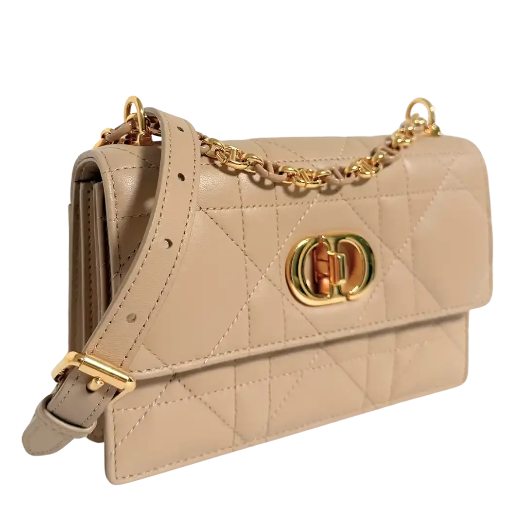 Dior Miss Caro Minitasche Macrocannage Lammleder in Puderbeige / neuwertig Dior