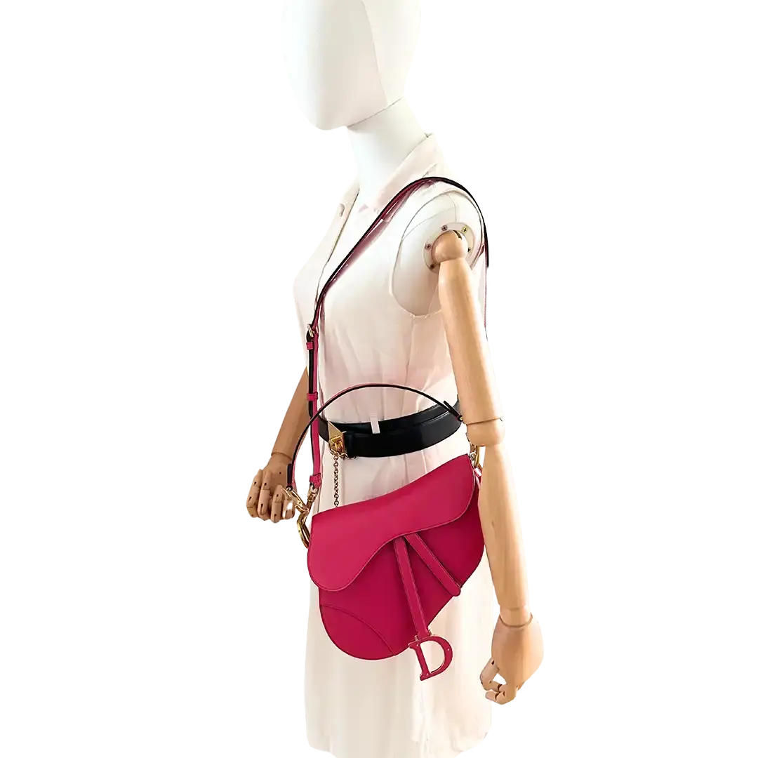 Dior Saddle Bag mit Trageriemen Medium Passion Pink Fullset / ungetragen Dior