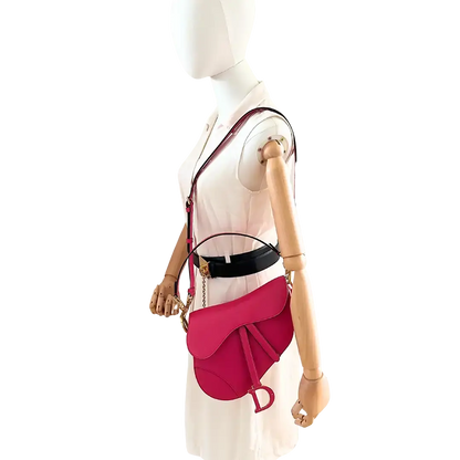 Dior Saddle Bag mit Trageriemen Medium Passion Pink Fullset / ungetragen Dior