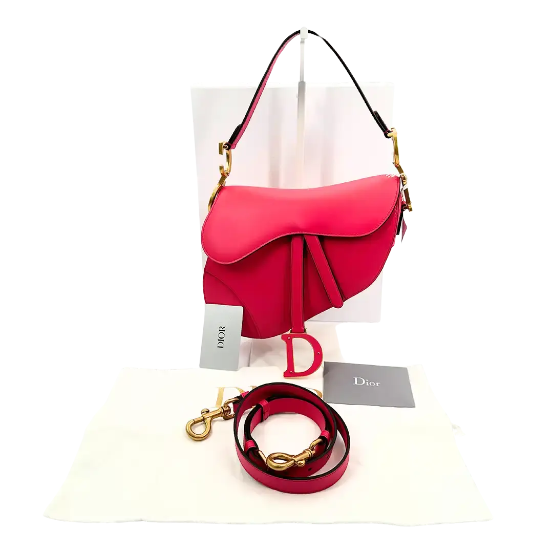 Dior Saddle Bag mit Trageriemen Medium Passion Pink Fullset / ungetragen Dior