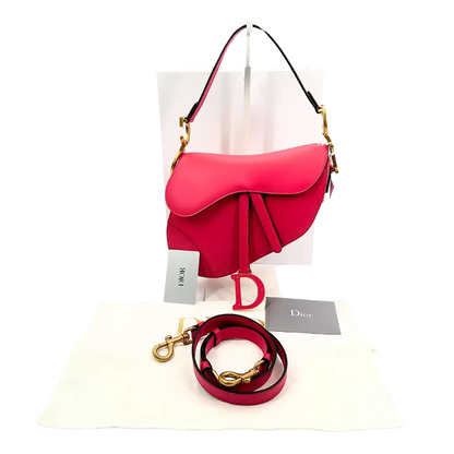 Dior Saddle Bag mit Trageriemen Medium Passion Pink Fullset / ungetragen Dior