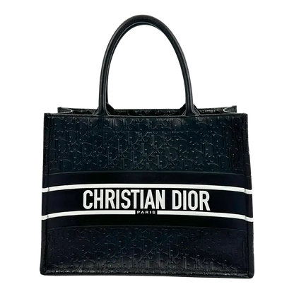 Dior mittelgroße Book Tote Tasche schwarz Leder / neuwertig Dior