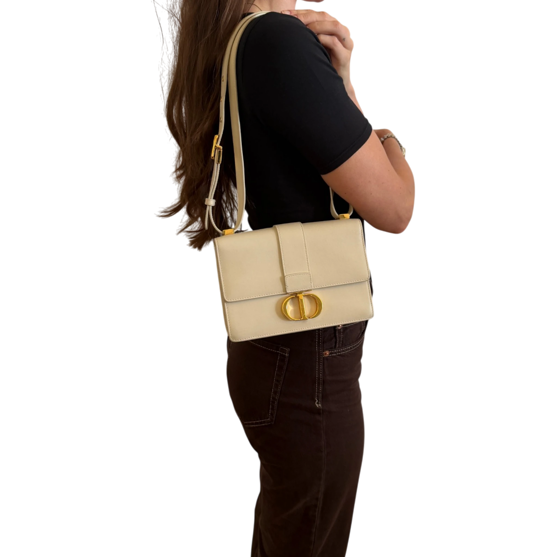 Dior Cream 30 Montaigne Flap Handtasche Cream Leder / gut Dior