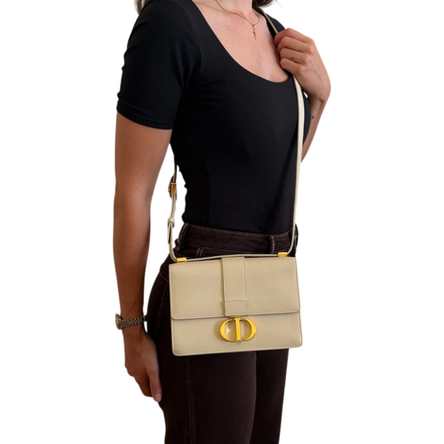 Dior Cream 30 Montaigne Flap Handtasche Cream Leder / gut Dior