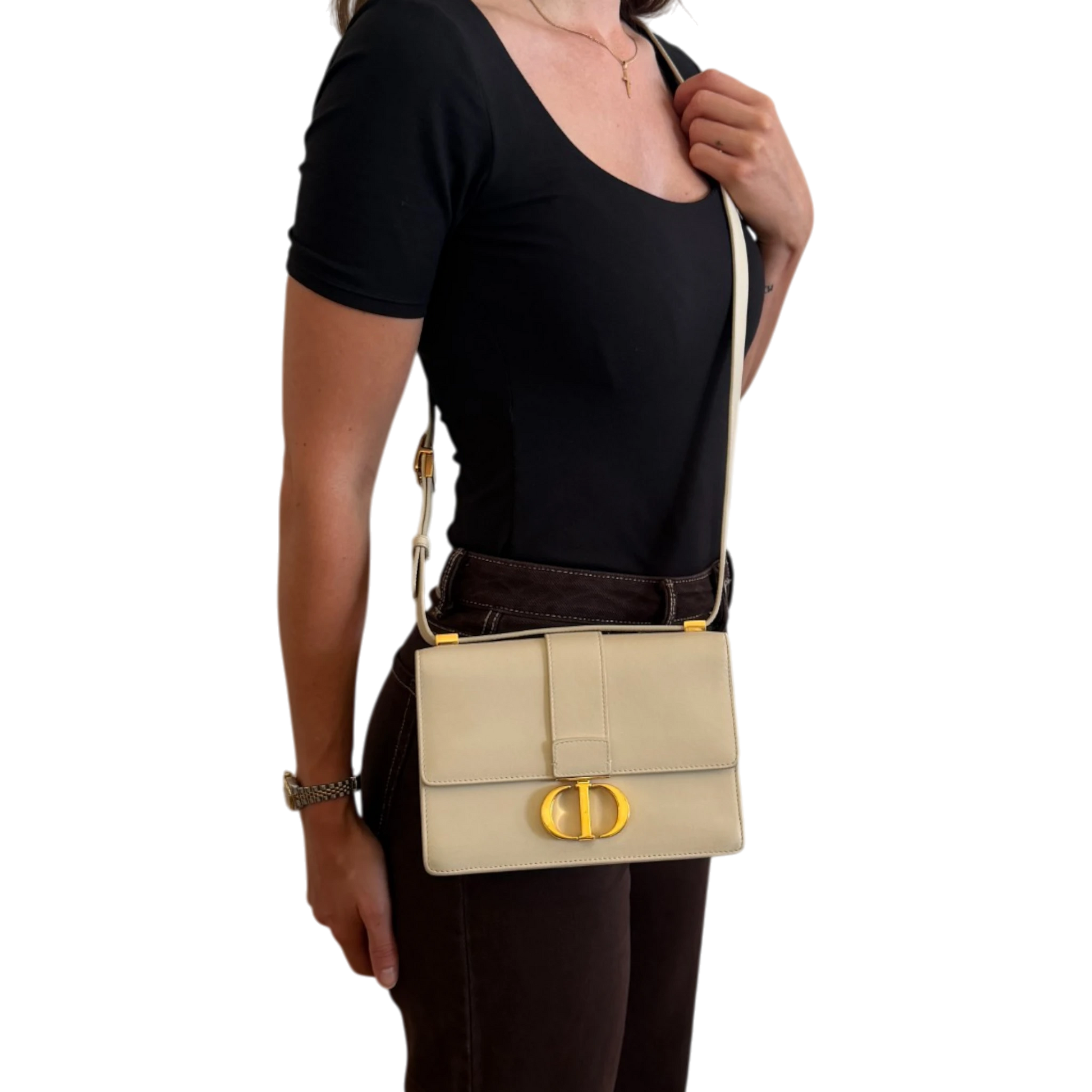 Dior Cream 30 Montaigne Flap Handtasche Cream Leder / gut Dior