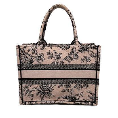 Dior Book Tote mittelgross Jardin Botanique-Motiv in Purderrosa rarität / sehr gut Dior