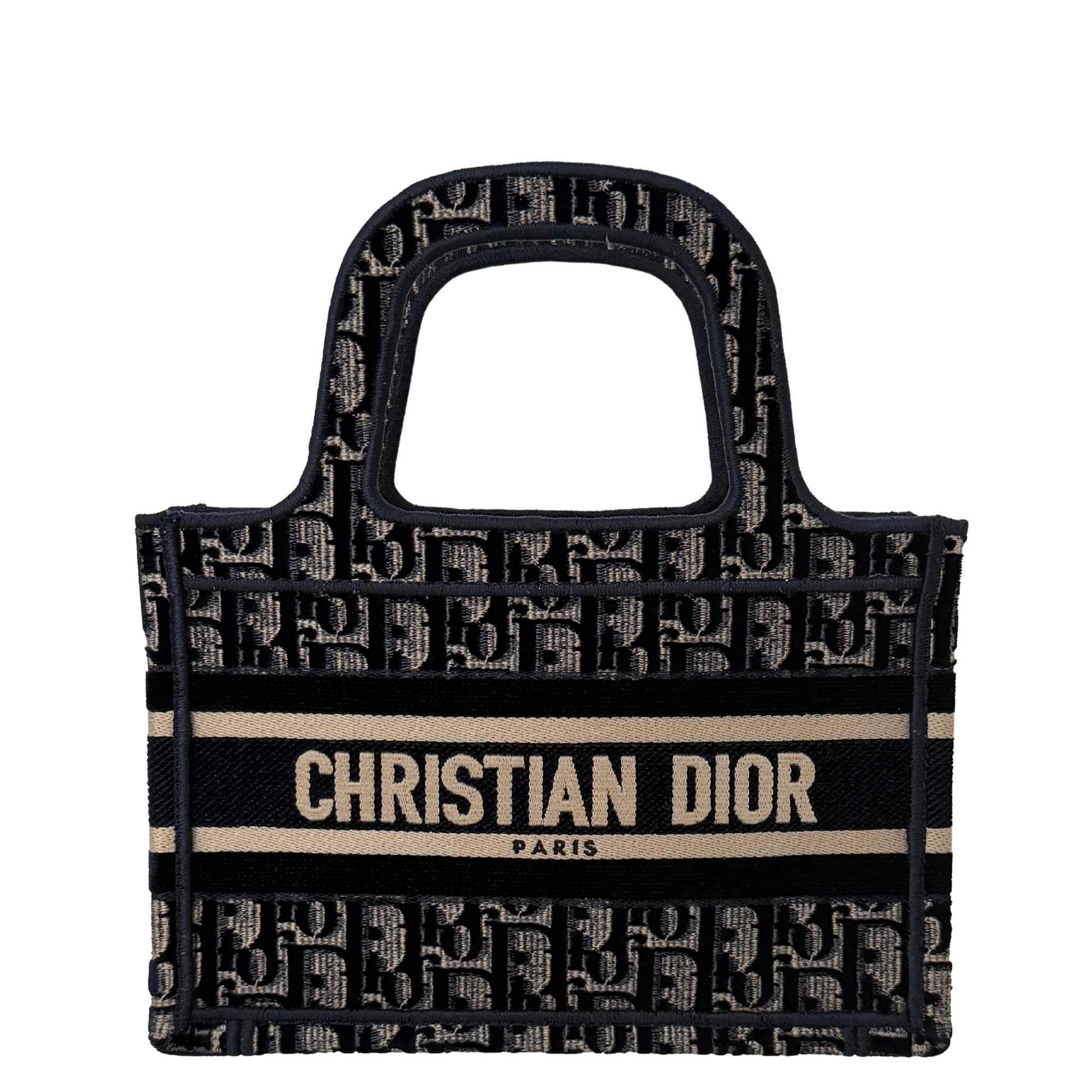 Dior Book Tote Oblique Velvet Mini blau beige / neuwertig Dior