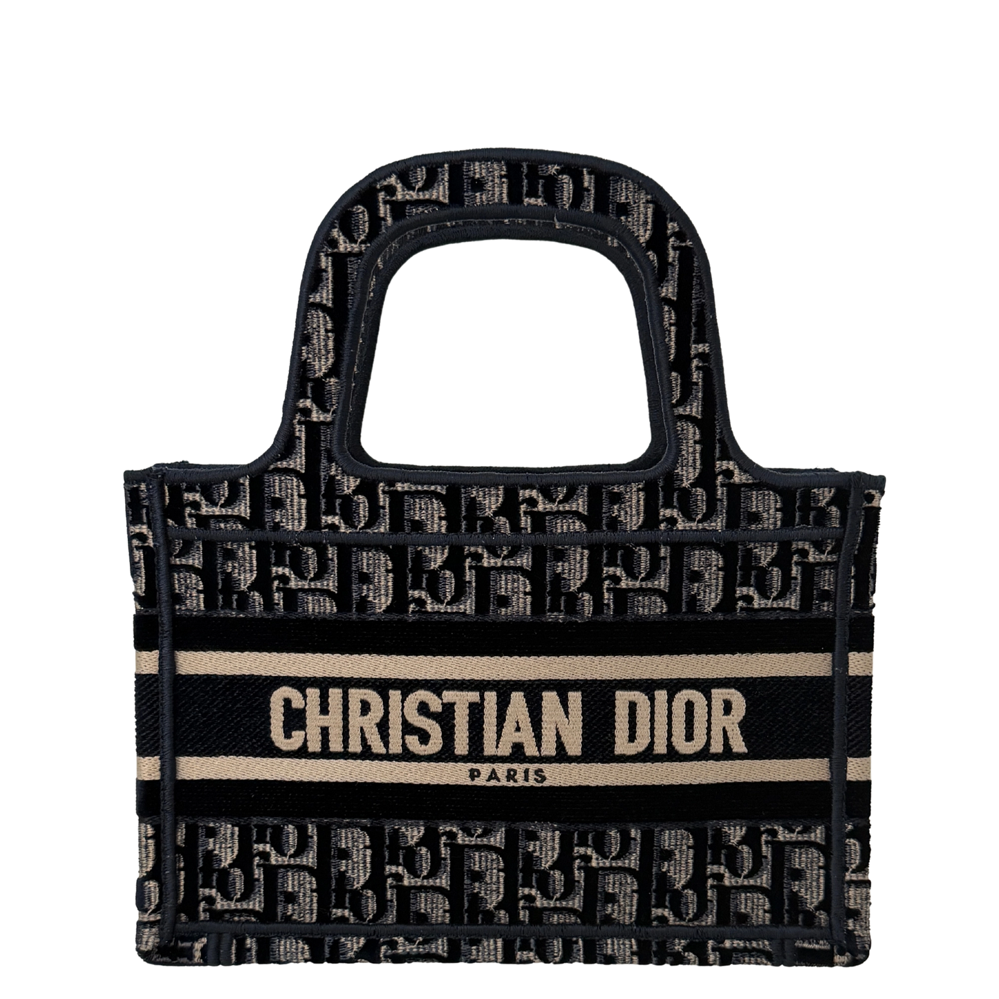Dior Book Tote Oblique Velvet Mini blau beige / neuwertig Dior