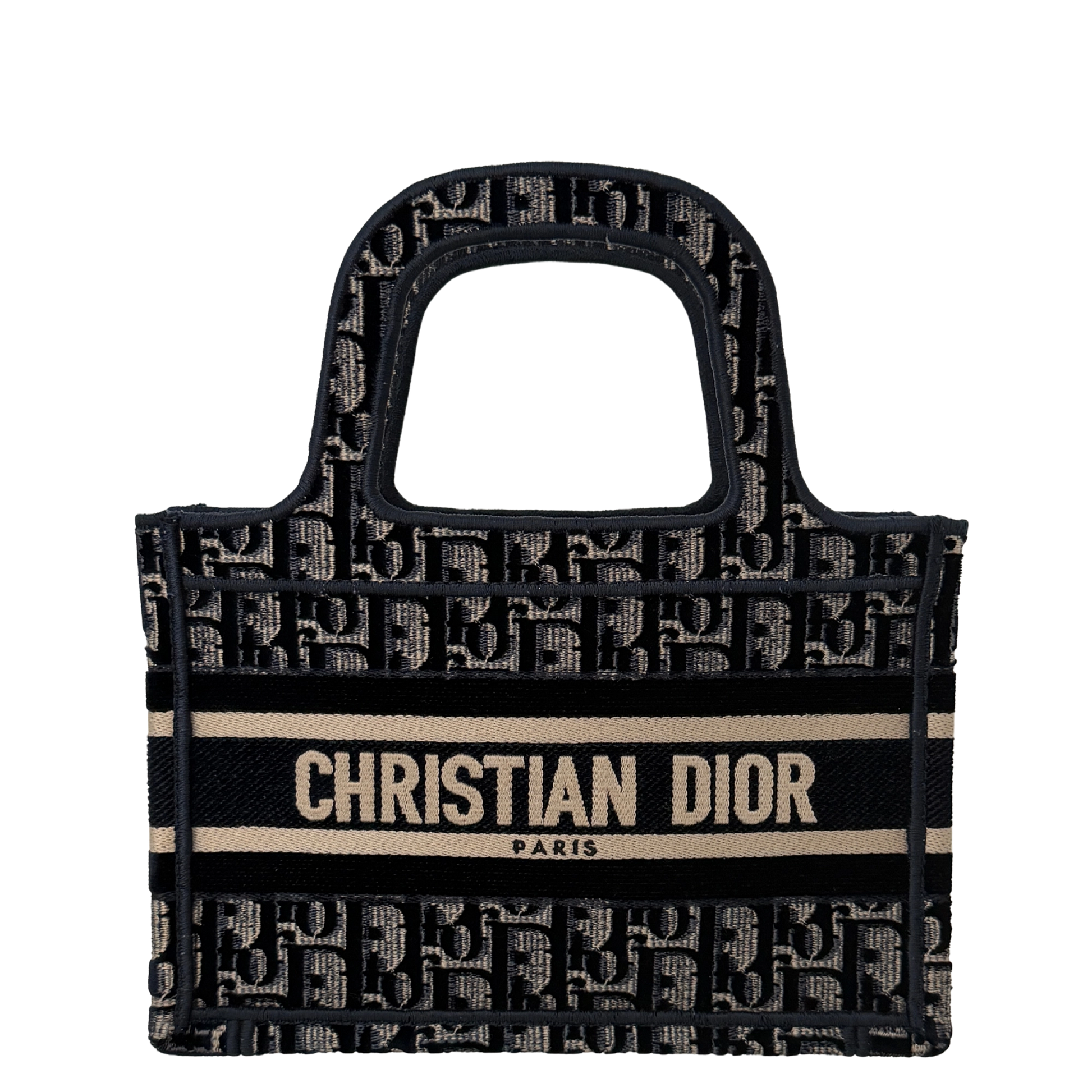 Dior Book Tote Oblique Velvet Mini blau beige / neuwertig Dior