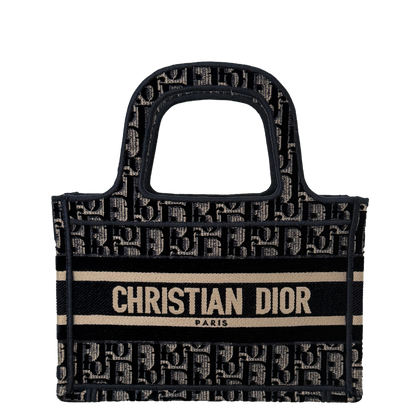 Dior Book Tote Oblique Velvet Mini blau beige / neuwertig Dior