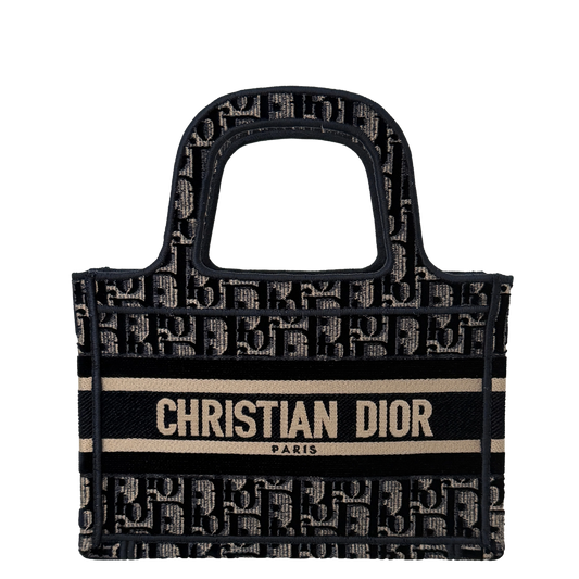 Dior Book Tote Oblique Velvet Mini blau beige / neuwertig Dior