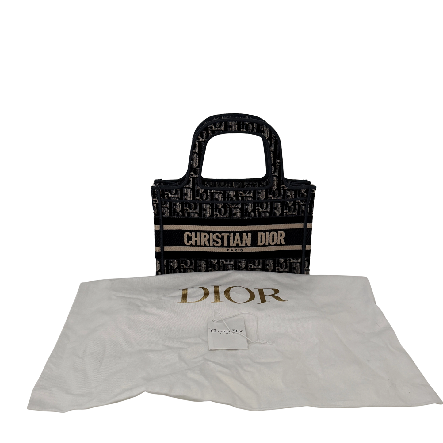Dior Book Tote Oblique Velvet Mini blau beige / neuwertig Dior