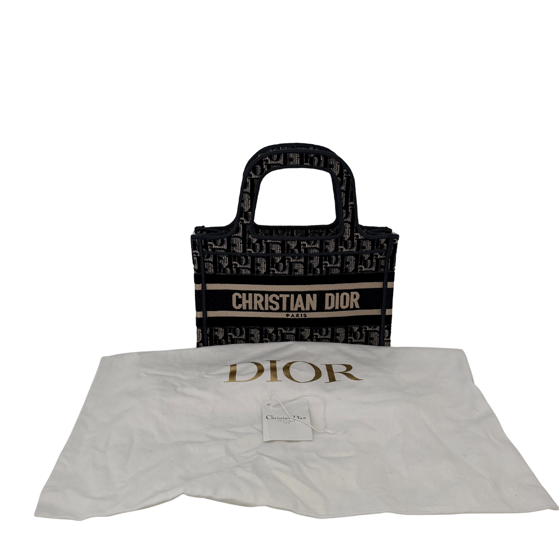 Dior Book Tote Oblique Velvet Mini blau beige / neuwertig Dior