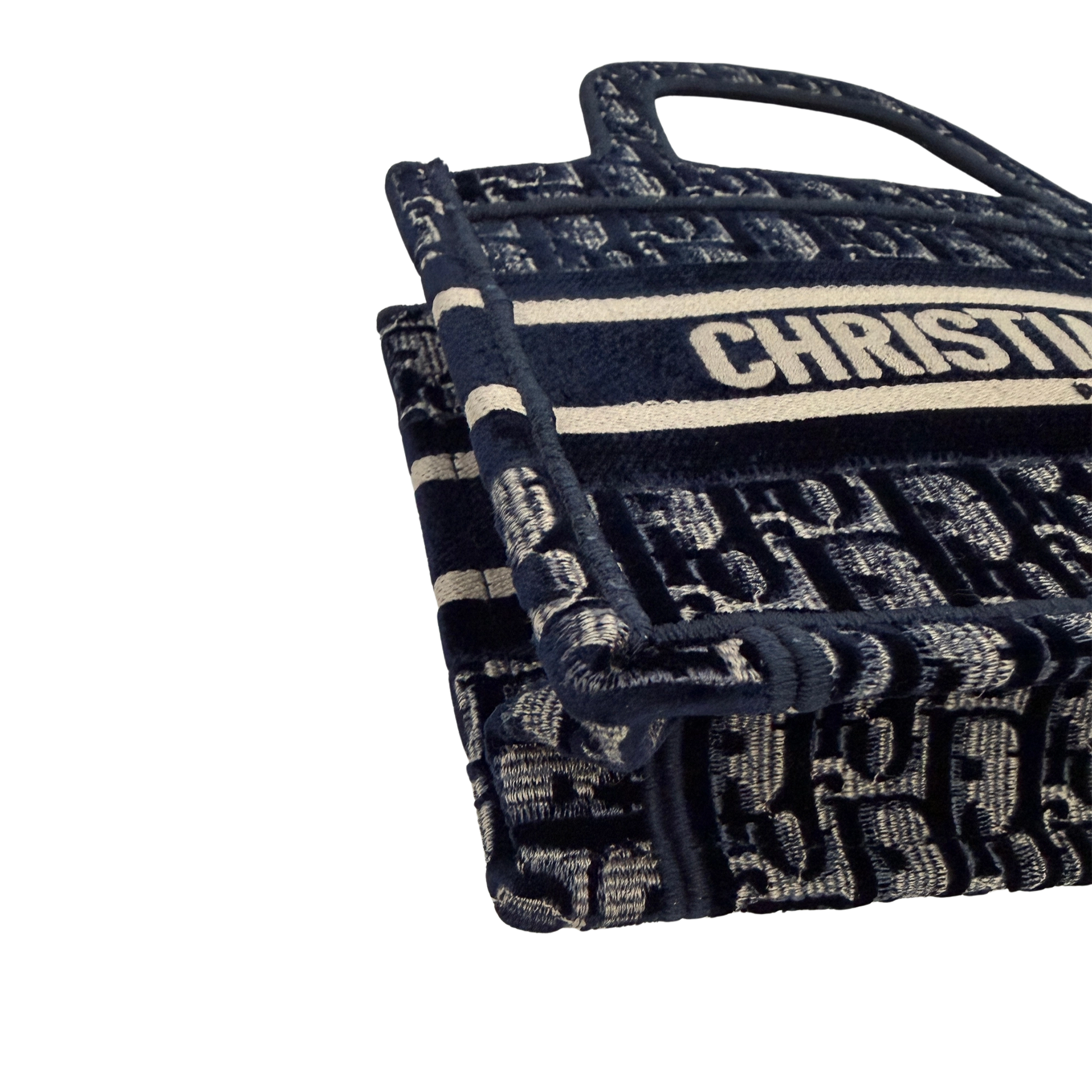 Dior Book Tote Oblique Velvet Mini blau beige / neuwertig Dior