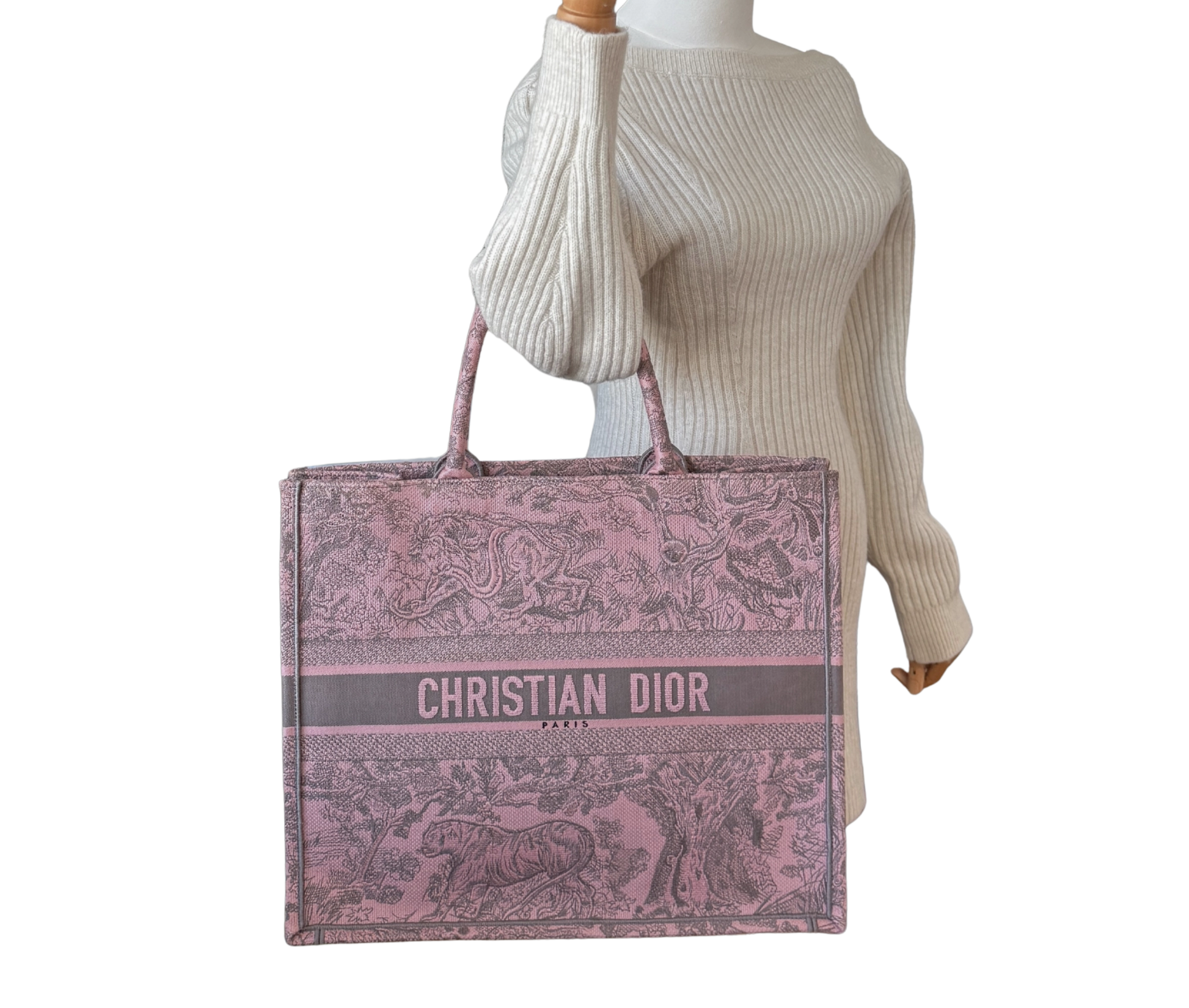 Dior Große Book Tote Toile de Jouy Rosa / neuwertig Dior