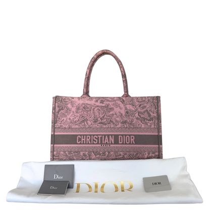 Dior Große Book Tote Toile de Jouy Rosa / neuwertig Dior