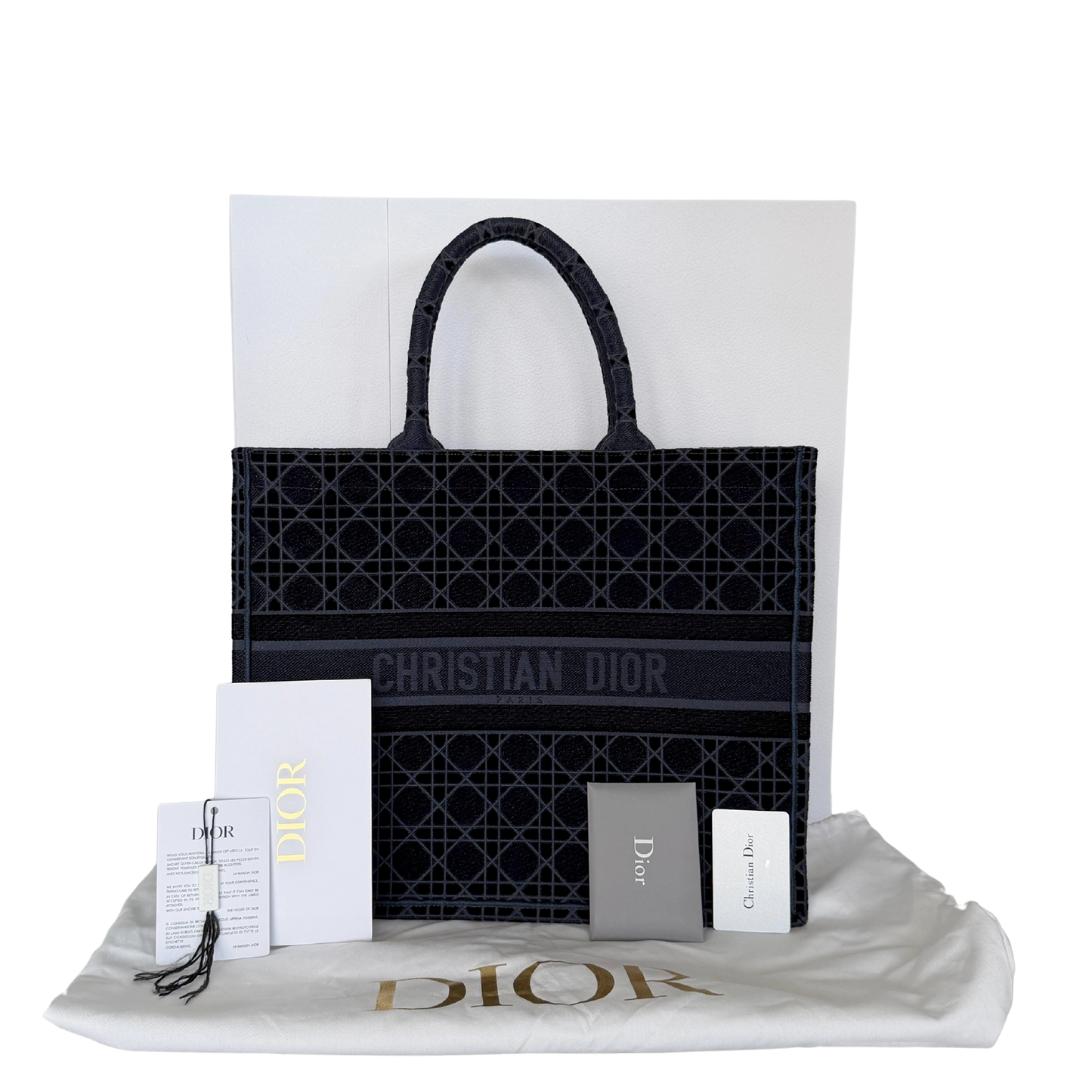 Dior Book Tote Large Velvet blau / neuwertig Dior