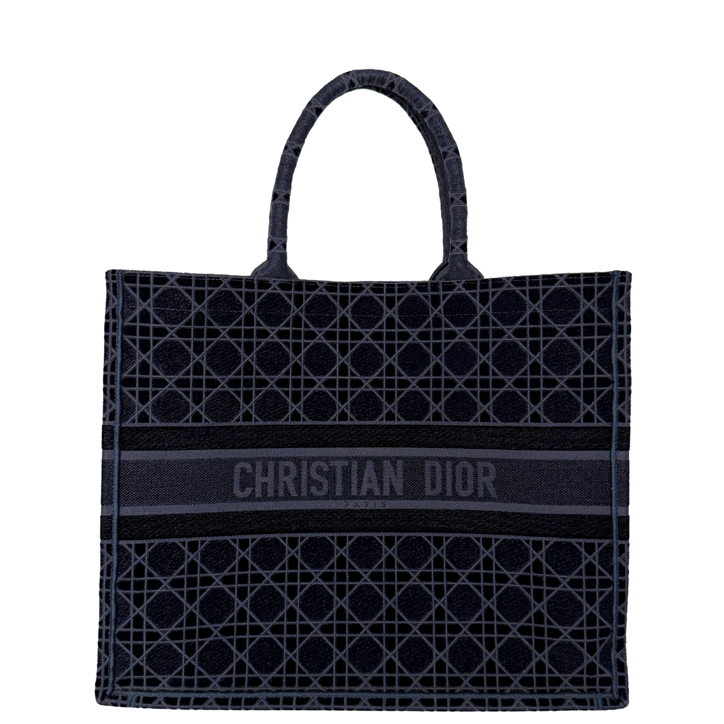 Dior Book Tote Large Velvet blau / neuwertig Dior