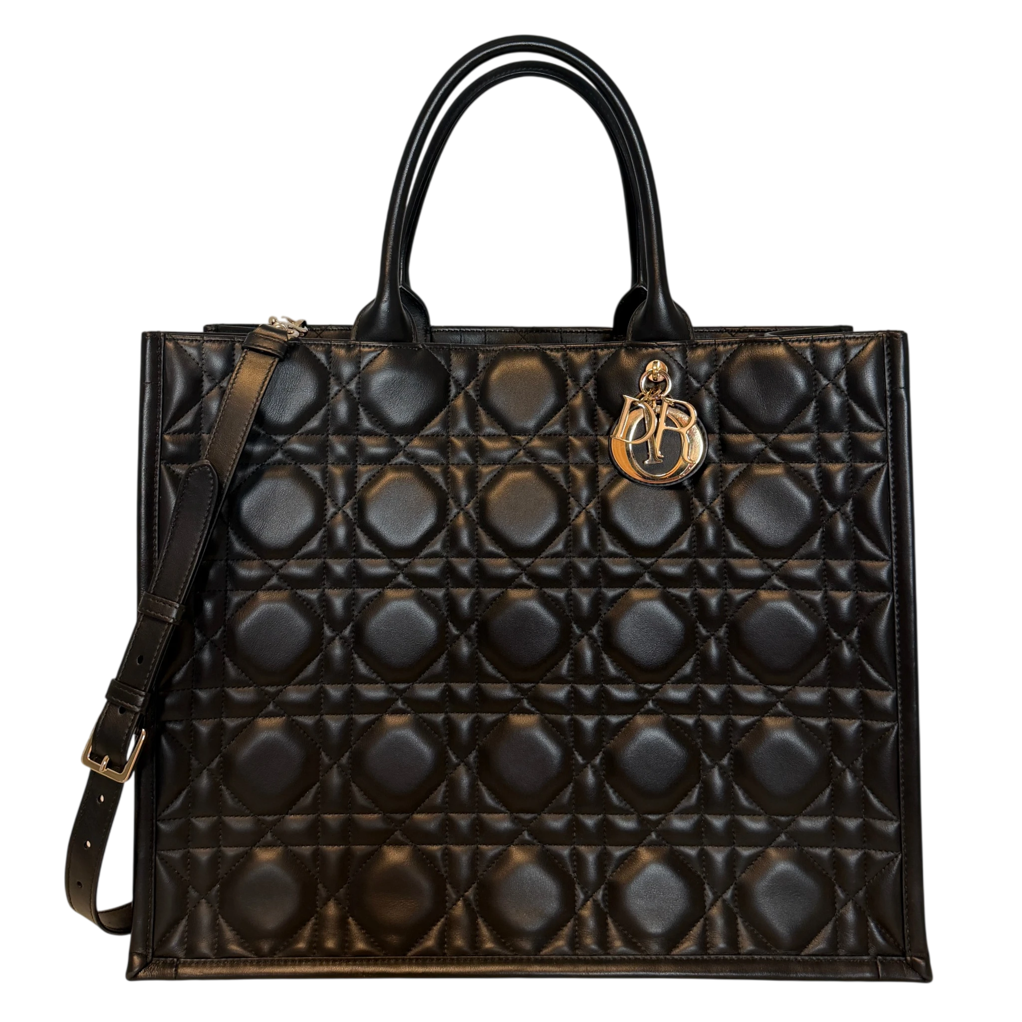 Dior Book Tote Large Macrocannage Kalbsleder Schwarz Gold Dior