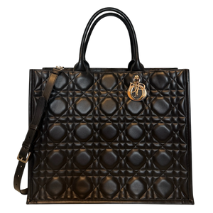 Dior Book Tote Large Macrocannage Kalbsleder Schwarz Gold