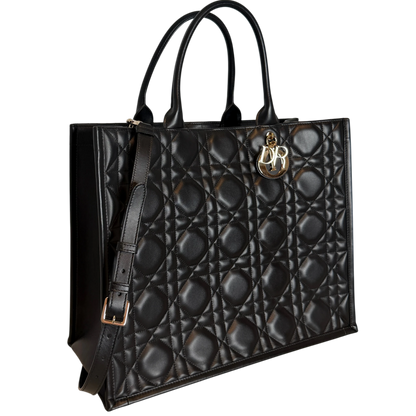 Dior Book Tote Large Macrocannage Kalbsleder Schwarz Gold Dior