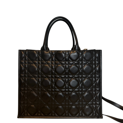 Dior Book Tote Large Macrocannage Kalbsleder Schwarz Gold Dior