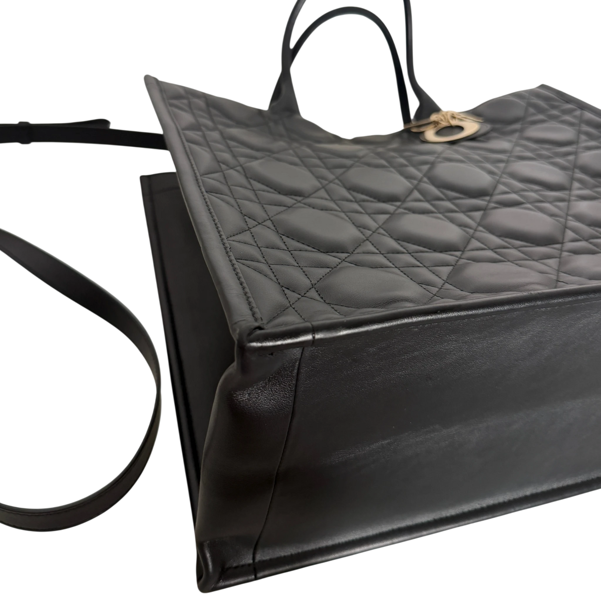 Dior Book Tote Large Macrocannage Kalbsleder Schwarz Gold Dior