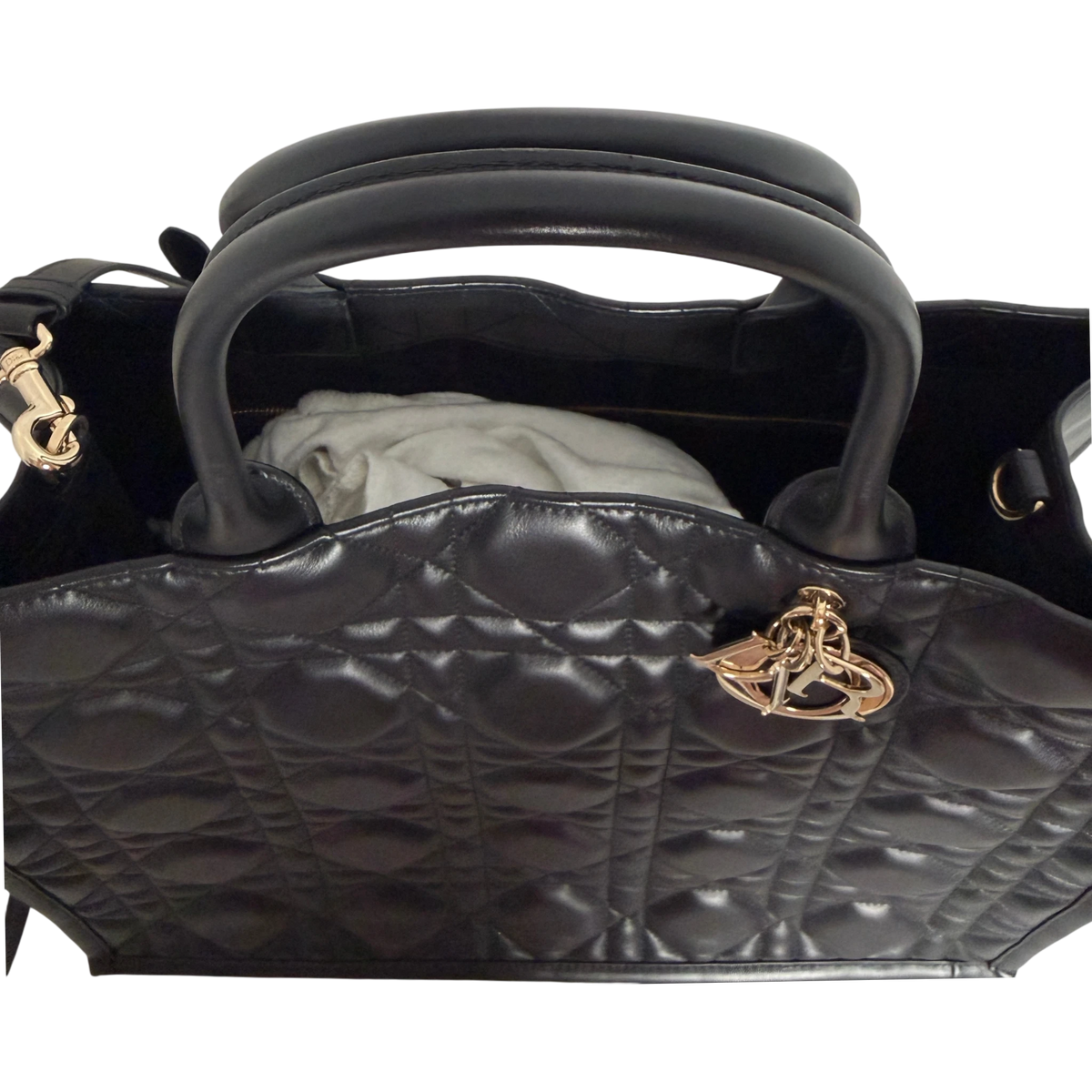 Dior Book Tote Large Macrocannage Kalbsleder Schwarz Gold Dior