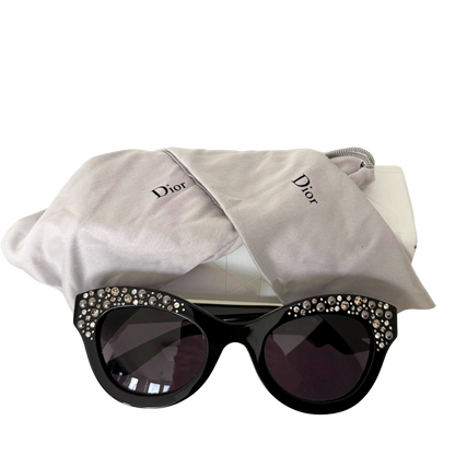 Dior Sonnenbrille mit Strasssteinen Schwarz / sehr gut Dior