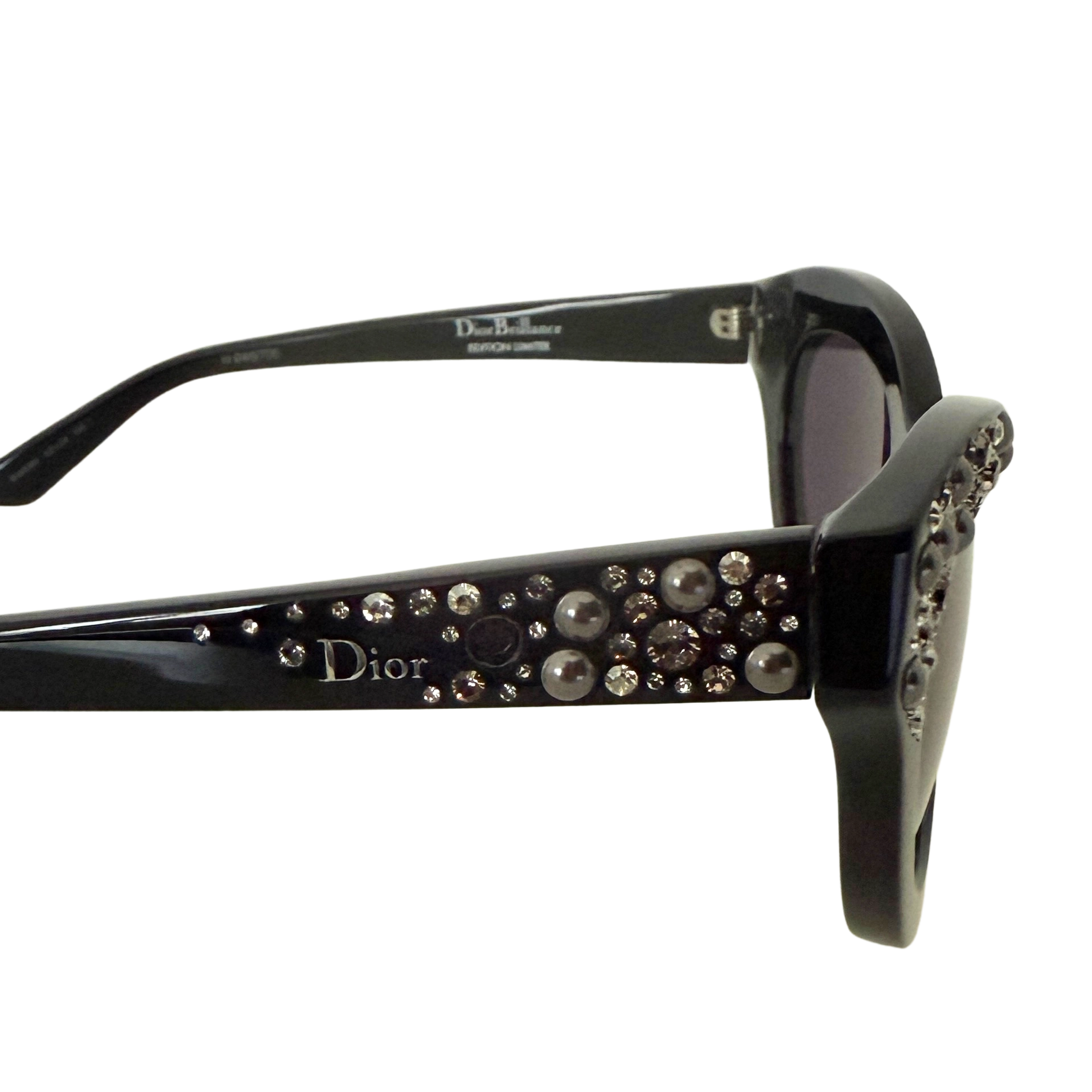 Dior Sonnenbrille mit Strasssteinen Schwarz / sehr gut Dior