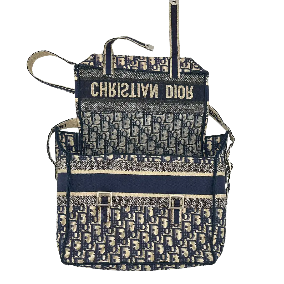 Dior Diorcamp Medium Oblique Jacquard Canvas Messenger Bag blau / sehr gut Dior