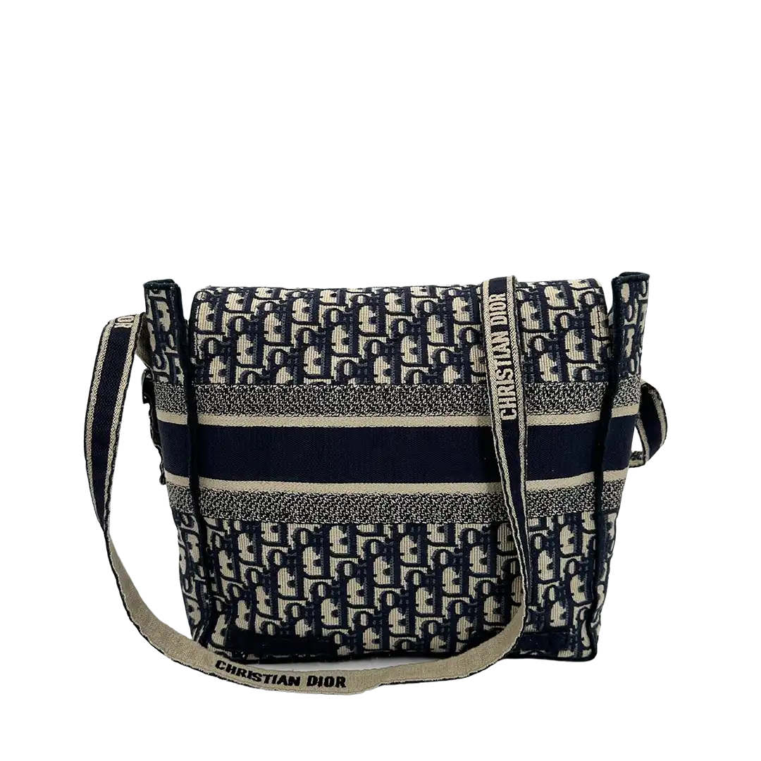 Dior Diorcamp Medium Oblique Jacquard Canvas Messenger Bag blau / sehr gut Dior