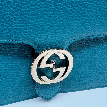 Gucci Interlocking GG Medium Crossbody Tasche blau / türkis / sehr gut Gucci