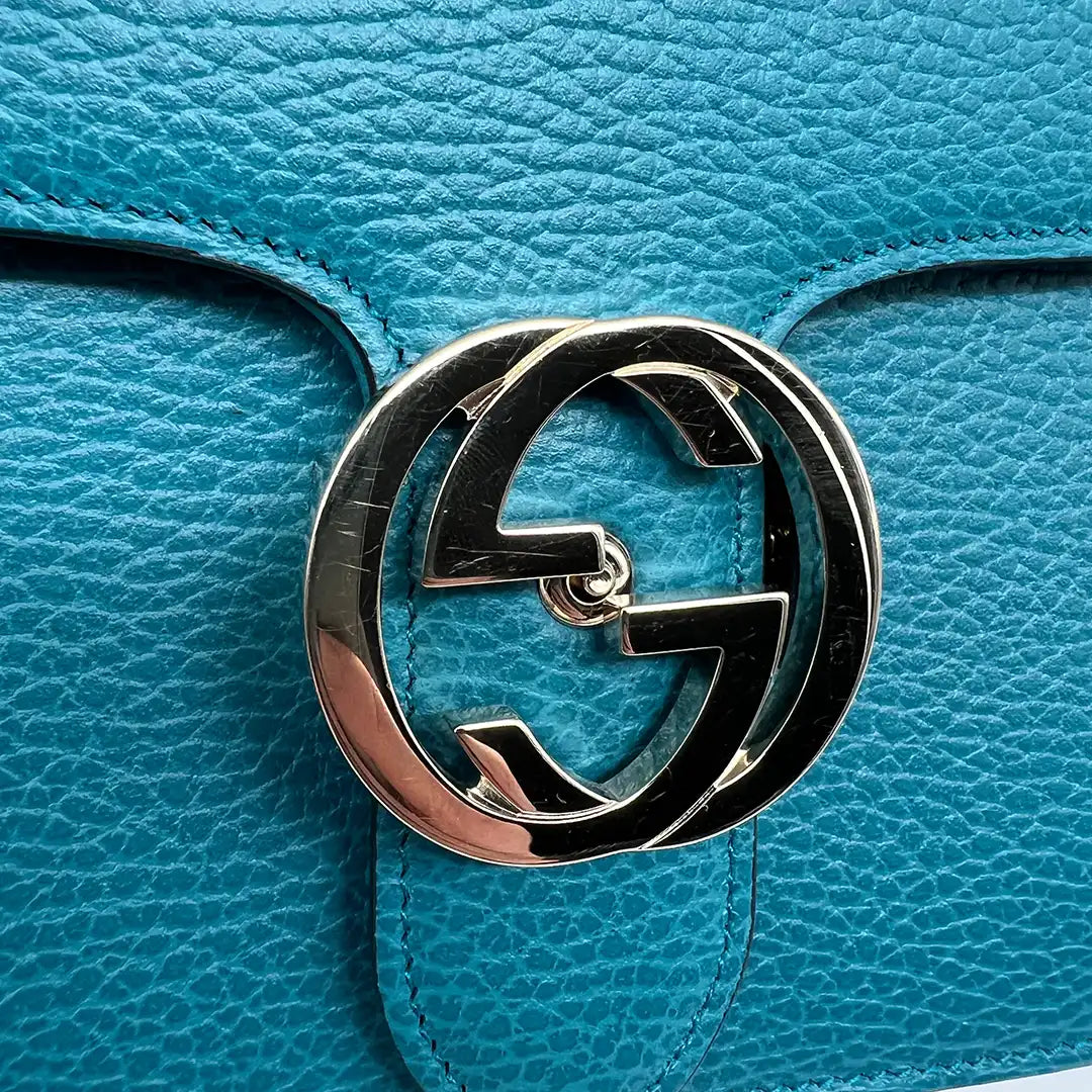 Gucci Interlocking GG Medium Crossbody Tasche blau / türkis / sehr gut Gucci