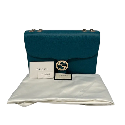 Gucci Interlocking GG Medium Crossbody Tasche blau / türkis / sehr gut Gucci