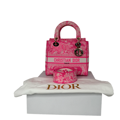 Dior Lady D-Lite Medium Toile de Jouy fluoreszierendes Pink Fullset Dior