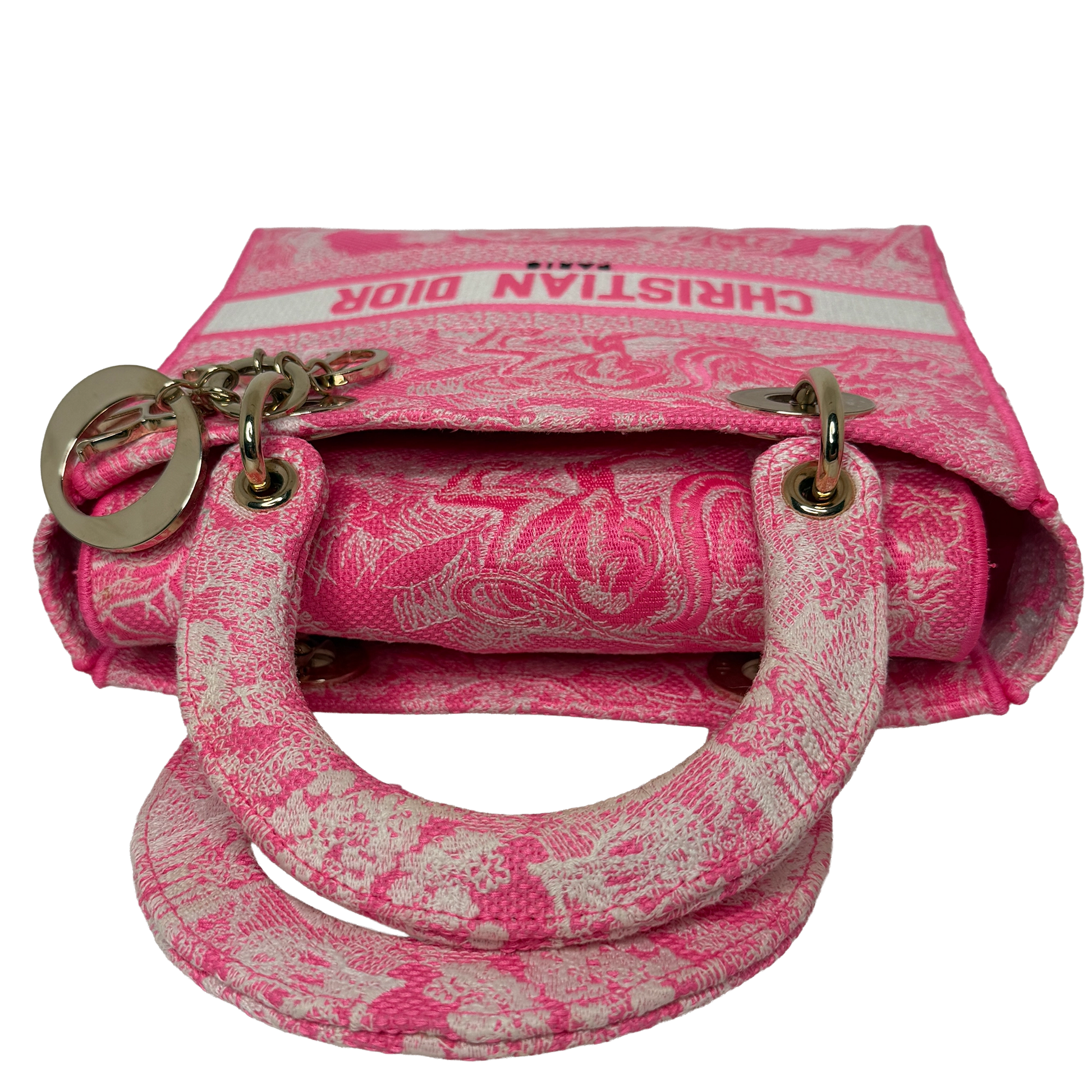 Dior Lady D-Lite Medium Toile de Jouy fluoreszierendes Pink Fullset Dior