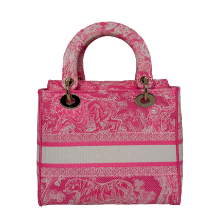 Dior Lady D-Lite Medium Toile de Jouy fluoreszierendes Pink Fullset Dior