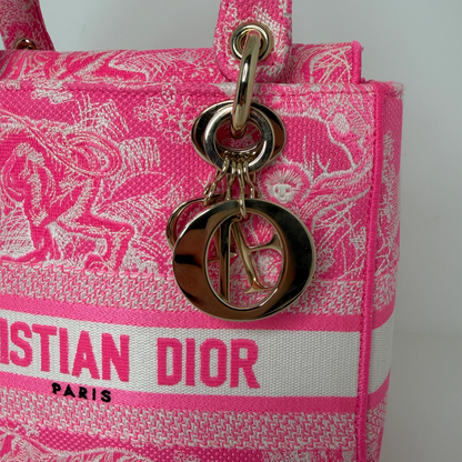 Dior Lady D-Lite Medium Toile de Jouy fluoreszierendes Pink Fullset Dior