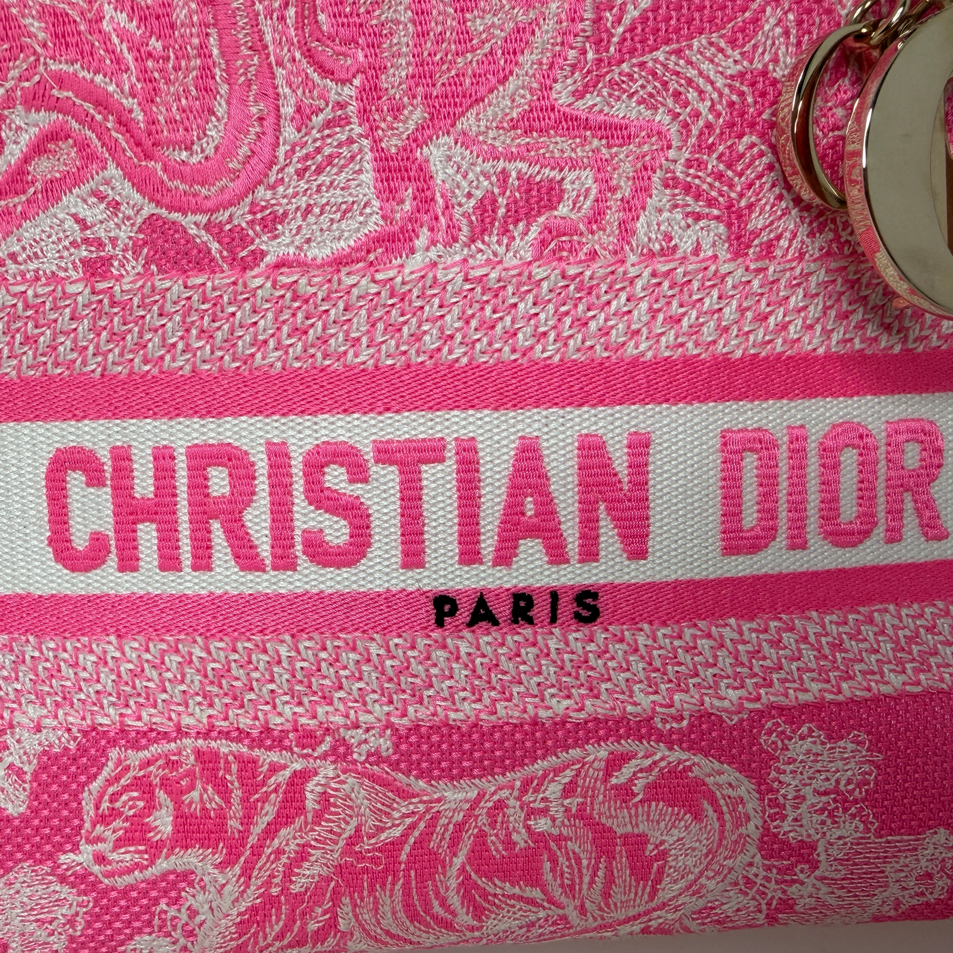 Dior Lady D-Lite Medium Toile de Jouy fluoreszierendes Pink Fullset Dior