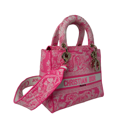 Dior Lady D-Lite Medium Toile de Jouy fluoreszierendes Pink Fullset Dior