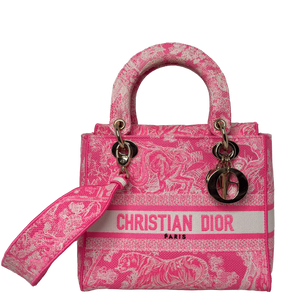 Dior Lady D-Lite Medium Toile de Jouy fluoreszierendes Pink Fullset