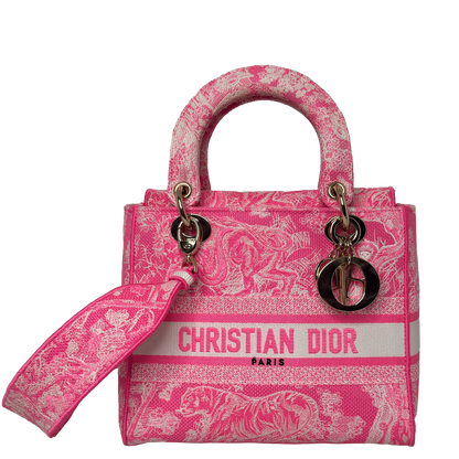 Dior Lady D-Lite Medium Toile de Jouy fluoreszierendes Pink Fullset Dior